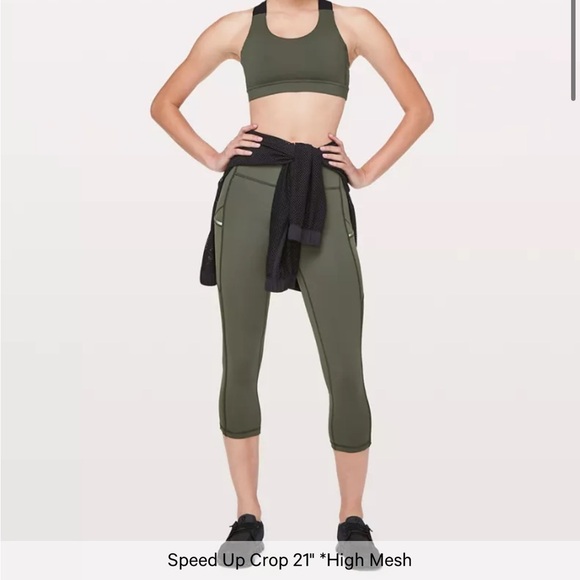 LULULEMON speed up crop 21” high mesh legging green size 2 - Picture 2 of 11